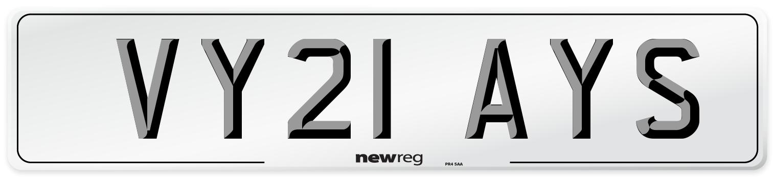 VY21 AYS Number Plate from New Reg